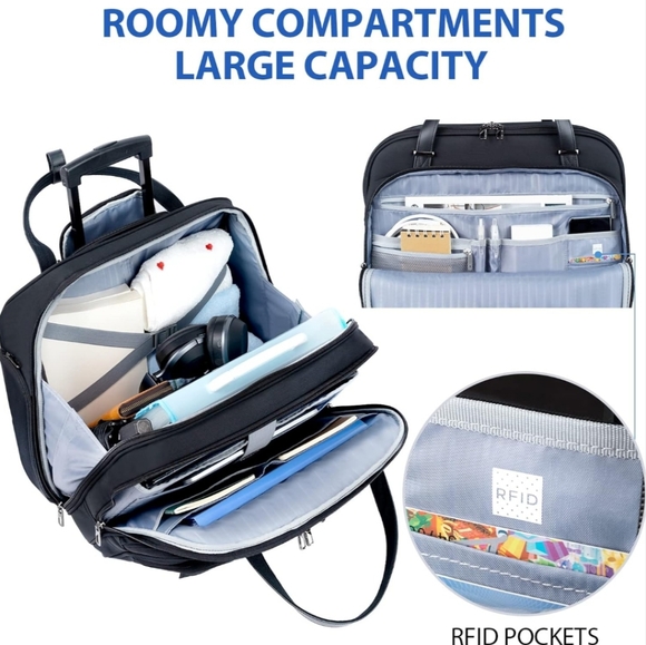 VANKEAN Rolling Laptop Bag Women with Wheels - Picture 3 of 14